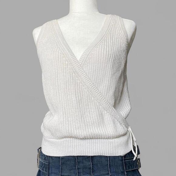 White Babaton Knit Wrap Top with Tie Detail! 🤍 - Picture 3 of 8